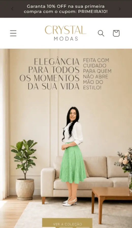 Loja virtual de moda da marca Crystal, criada pela Arcus