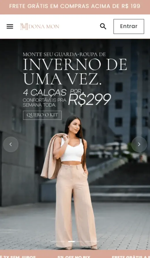 Loja virtual de moda da marca Dona Mon, criada pela Arcus