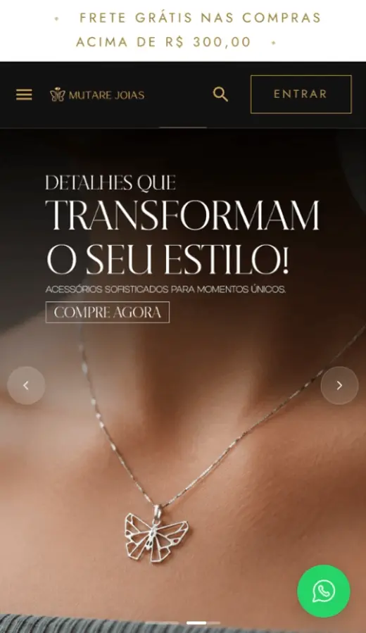 Loja virtual de moda da marca Mutare Joias, criada pela Arcus