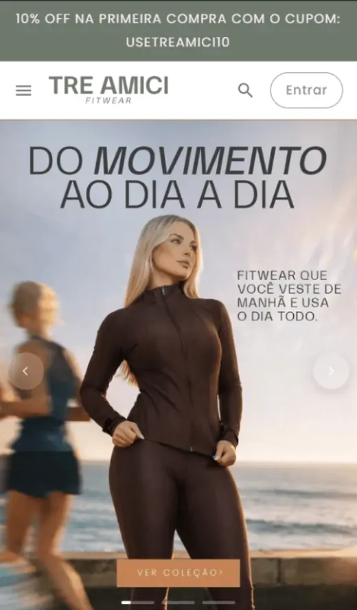 Loja virtual de moda da marca Tre Amici, criada pela Arcus